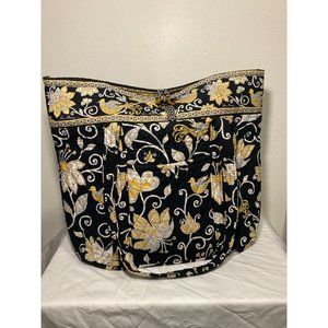 Vera Bradley Large Diaper Bag/Tote Floral Bird Theme Black/Yellow/Cream